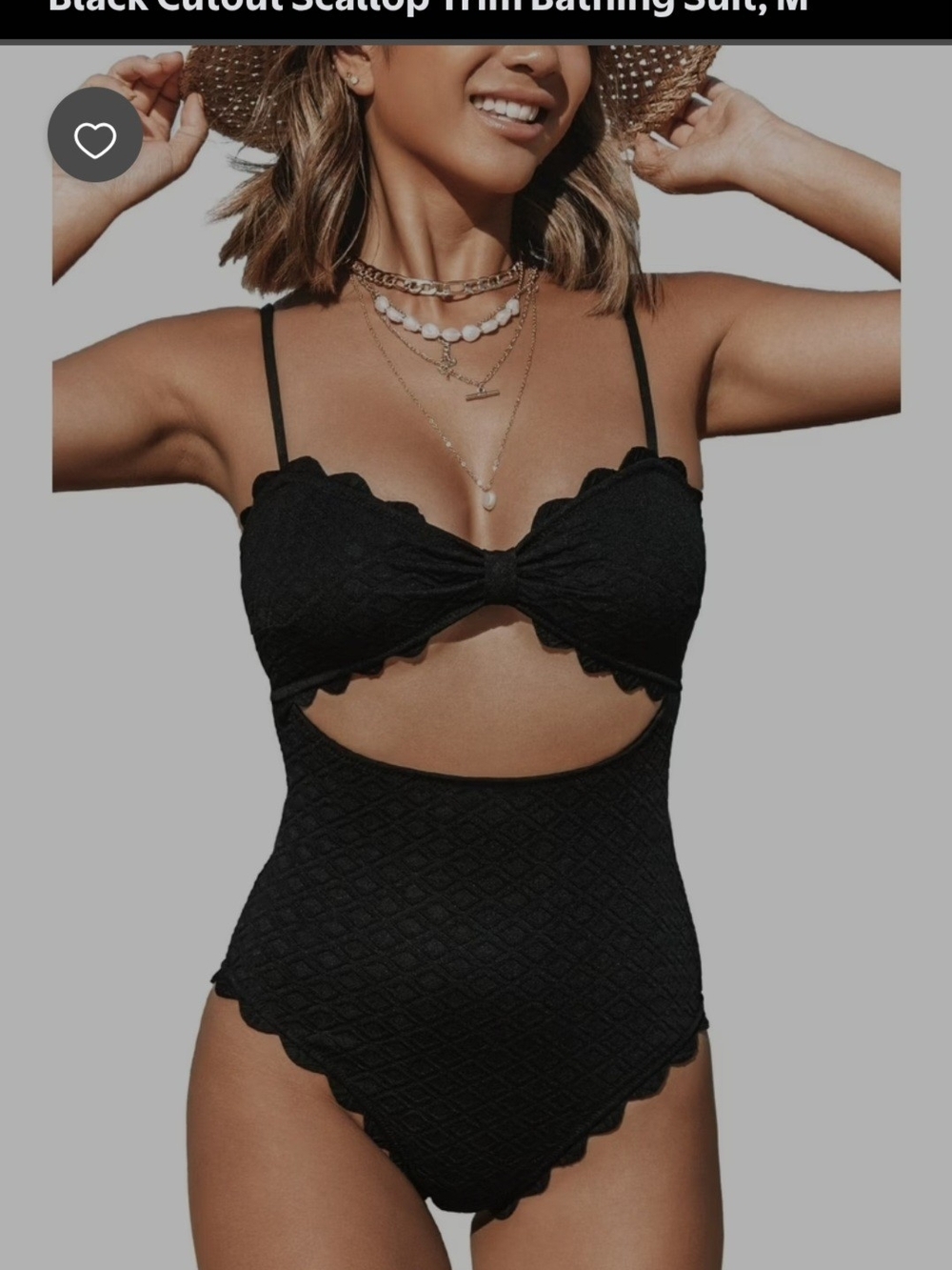 CUPSHE One-Piece Black Bow-Front Swimsuit